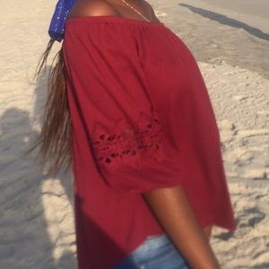 Burgundy off-shoulder top